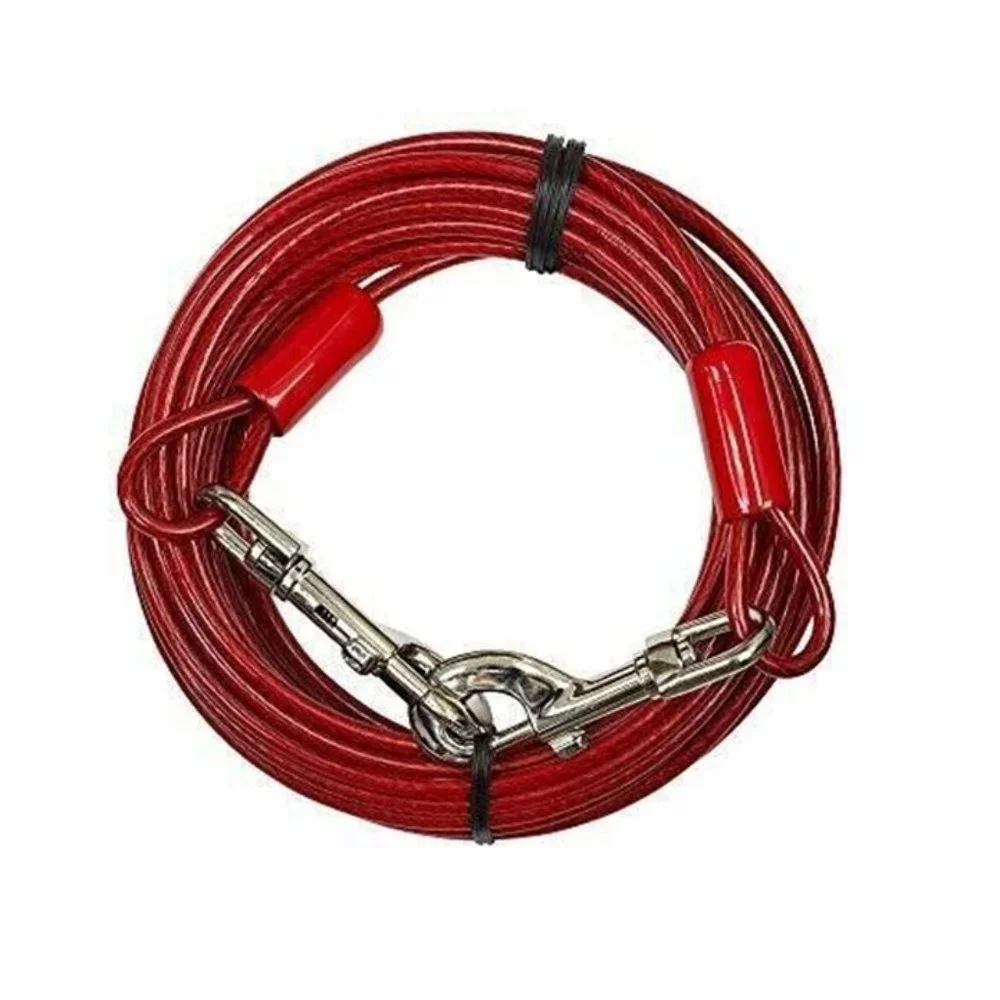 BV PETS Tie-Out Cable for Dogs Up to 125 Pounds 30 Feet Red